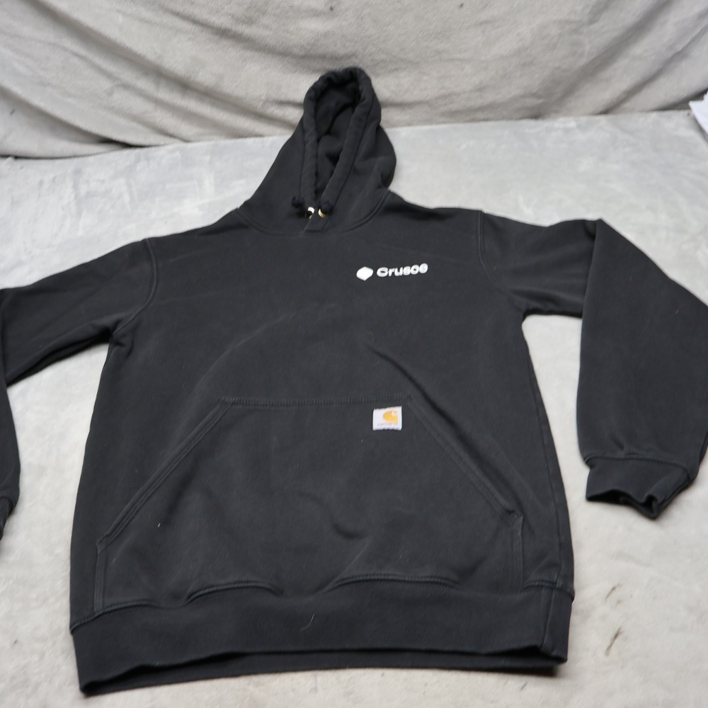 Carhartt Hoodie Mens Small Black Marquette Sweatshirt Loose Fit Pullover LOGO - Picture 1 of 13